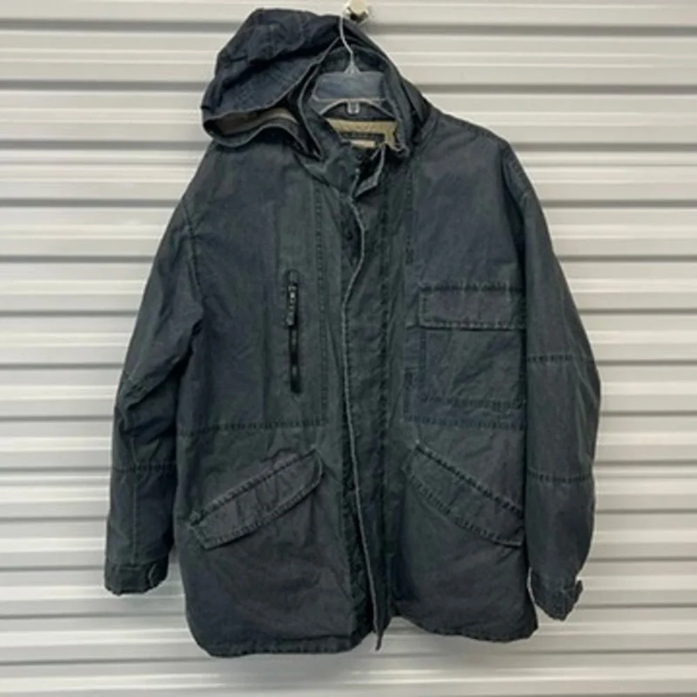 The Territory Ahead Field Barn Jacket Coat‎ Hooded Pigment Dyed Blue L